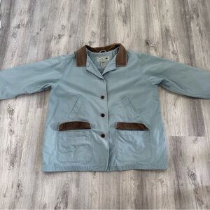 Vintage LL Bean Barn Coat Chore Jacket Women’s 3XL Blue Canvas Flannel Lined
